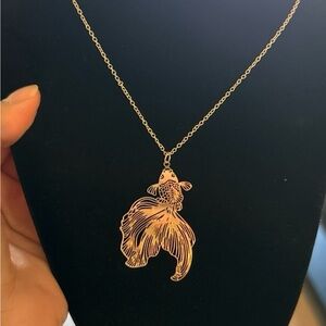 Gold Fish Pendant Necklace